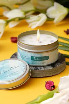 eCraftIndia Relaxation Hand Poured Soya Wax Candle (100 Gm burn time up to 24 hrs)