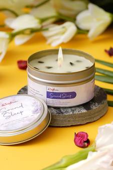 eCraftIndia Sound Sleep Hand Poured Soya Wax Candle (100 Gm burn time up to 24 hrs)