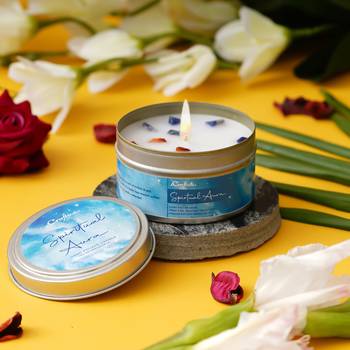 eCraftIndia Spiritual Aura Hand Poured Soya Wax Candle (100 Gm burn time up to 24 hrs) 1