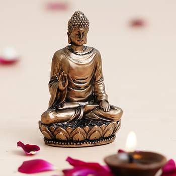 Elegant Bronze-Finish Resin Buddha Figurine 1