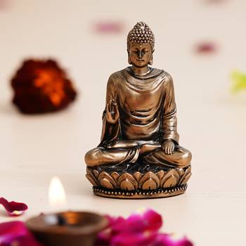 Elegant Bronze-Finish Resin Buddha Figurine 2