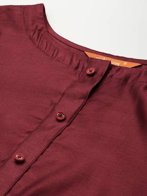 Indo Era Maroon Embroidered Straight Kurta Palazzo With Dupatta Set 5