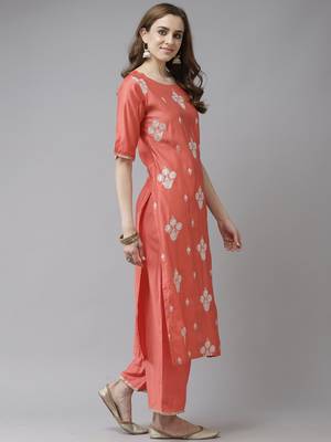 Indo Era Pink Embroidered Straight Kurta Palazzo With Dupatta Set 3