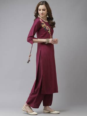 Indo Era Purple Embroidered Kurta Palazzo with Dupatta Sets 3
