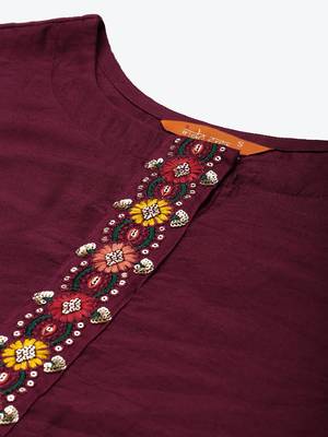 Indo Era Purple Embroidered Straight Kurta Palazzo With Dupatta Set 5