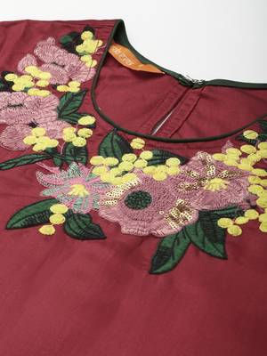 Indo Era Red Embroidered Straight Kurta Palazzo with Dupatta Set 5