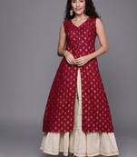 EthnoVogue Made To Measure Maroon Foil Printed Rayon A Line Kurti