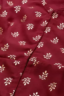 EthnoVogue Made To Measure Maroon Foil Printed Rayon A Line Kurti