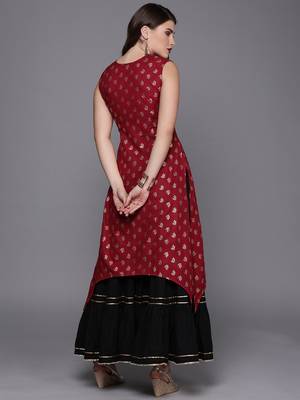 EthnoVogue Made To Measure Magenta Foil Print Patterned Kurti 2