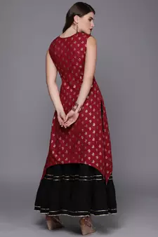 EthnoVogue Made To Measure Magenta Foil Print Patterned Kurti