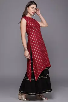 EthnoVogue Made To Measure Magenta Foil Print Patterned Kurti