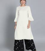 EthnoVogue Made To Measure White TENCEL Boat Neck Kurti