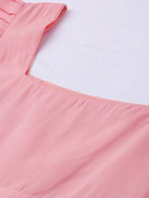 EthnoVogue Made To Measure Wine N White TENCEL Square Neck Kurti 3