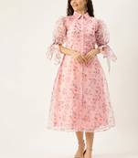 EthnoVogue Made To Measure Pink Digital Printed Organza Kurti