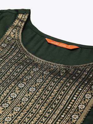 Indo Era Solid Green Straight Kurta Palazzo With Dupatta Set 5