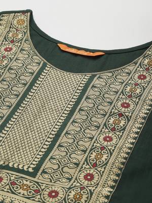 Indo Era Solid Green Straight Kurta Palazzo With Dupatta Set 5