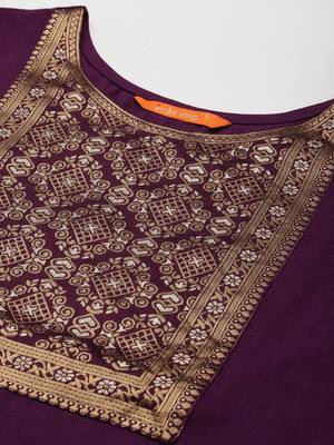 Indo Era Solid Wine Straight Kurta Palazzo With Dupatta Set 5