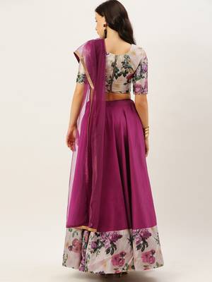 EthnoVogue Made To Measure Purple Printed Lehenga Set 1