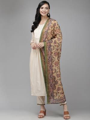 Indo Era Off White Straight Kurta Palazzo With Dupatta Set 1