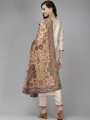 Indo Era Off White Straight Kurta Palazzo With Dupatta Set 2