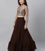 EthnoVogue Made To Measure Grey Embroidered Net Lehenga Set