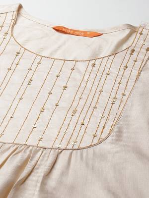 Indo Era Off White Straight Kurta Palazzo With Dupatta Set 5