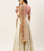 EthnoVogue Made To Measure Pink N Off White Embroidered Kali Lehenga Set