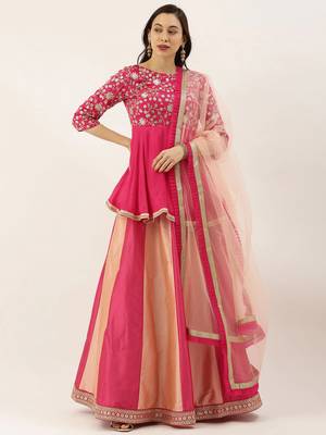 EthnoVogue Made To Measure Multicolored Embroidered Peplum Choli Lehenga Set 1