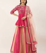 EthnoVogue Made To Measure Multicolored Embroidered Peplum Choli Lehenga Set