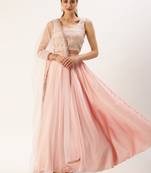 EthnoVogue Made To Measure Pink Art Silk N White Net Embroidered Lehenga Set