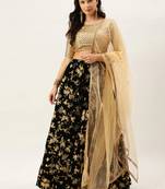 EthnoVogue Made To Measure Black Velvet Lehenga Set
