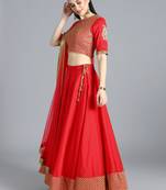 EthnoVogue Made To Measure Red Embroidered lehenga Set