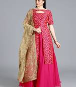 EthnoVogue Made To Measure Pink Long Choli Lehenga Set