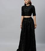 EthnoVogue Made To Measure Black Printed Skirt Set