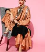 Indo Era Green Velvet Embroidered Straight Kurta Sharara With Dupatta Set