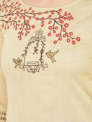 Span Beige Embroidered Straight Kurta 5