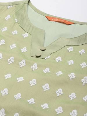 Indo Era Green Floral Embroidered Straight Kurta With Palazzo Set 5
