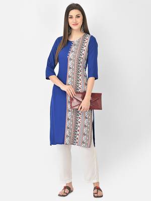 Span Blue Printed Straight Kurta 1