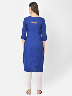 Span Blue Printed Straight Kurta 4
