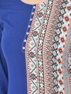 Span Blue Printed Straight Kurta 5