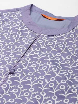 Indo Era Purple Floral Embroidered Straight Kurta With Palazzo Set 5