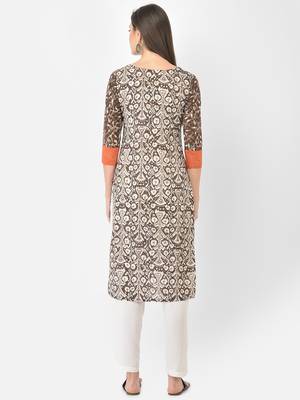Span Brown Printed Straight Kurta 4