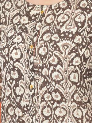 Span Brown Printed Straight Kurta 5
