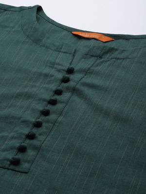 Indo Era Green Solid Straight Kurta Palazzo With Dupatta Set 5