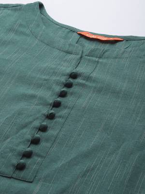 Indo Era Green Solid Straight Kurta Palazzo With Dupatta Set 5