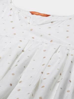 Indo Era White Printed A-line Kurta Trouser With Dupatta Set 5
