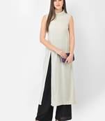 Span Grey Solid A-line Kurta