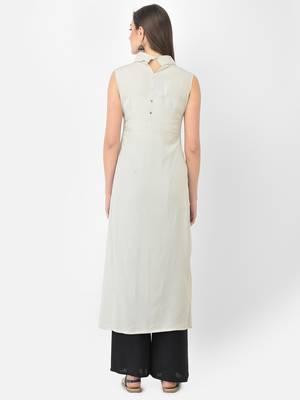 Span Grey Solid A-line Kurta 4