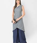 Span Grey Printed A-line Kurta