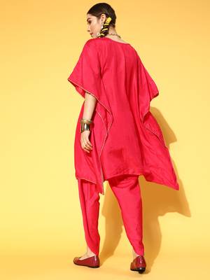 Indo Era Pink Embroidered Kaftan With Dhoti Set 2